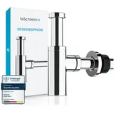 Bächlein Design Siphon Universal für Waschbecken & Waschtisch - Abflussgarnitur passgenau - Geruchsverschluss mit Reinigungsöffnung + Einbauanleitung - Designsiphon Ablaufgarnitur Röhrensiphon