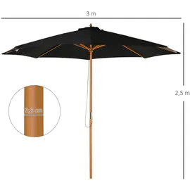 Outsunny Sonnenschirm 300 cm Schwarz