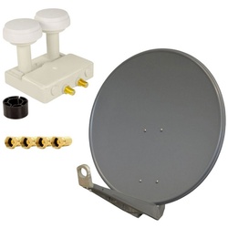 PremiumX DELUXE85 Alu 85cm SAT Schüssel Anthrazit Monoblock Twin 4x F-Stecker SAT-Antenne