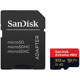 SanDisk Extreme Pro microSDXC UHS-I U3 V30 A2 512 GB+ SD-Adapter