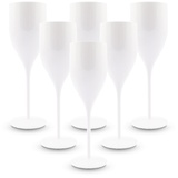 BRYNA BY AMZ BETTER BRYNA - Set 6 Stück Gläser Flute 18 Cl aus Polycarbonat (Hartkunststoff), 100% italienisches Design, Unzerbrechliche Gläser, wiederverwendbare und spülmaschinenfeste Weingläser, Weiß