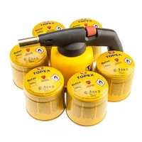 Topex Kartuschen-Gaslötlampe + 6 Gaskartuschen mit Ventil
