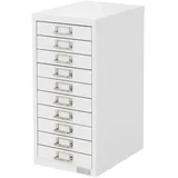 ML-Design Aktenschrank mit 10 Schubladen 28x38x60 cm, Weiß, Metall für DIN A4, Etikettenhalter,
