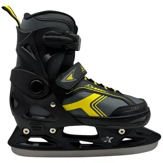 Cox Swain Schlittschuhe POLAR – größenverstellbar, Softboot – Grey/Yellow – M (37-40), Verstellbare Schlittschuhe mit Edelstahlkufen grau M (37-40)