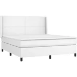 vidaXL Boxspringbett mit Matratze Weiß 180x200 cm Kunstleder