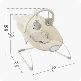 MOMI GLOSSY Babywippe für Babys bis 9 kg, 3-Punkt-Sicherheitsgurt, Metallgestell mit Antirutsch-Füßchen, Gewicht 1,7 kg, Abmessungen 58 x 49 x 53 cm, sensorisches Modul für Kinderförderung