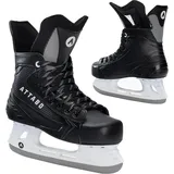 attabo Hockey Schlittschuhe Herren in Schwarz Größe 46 EU Eishockey Schlittschuhe mit Schnürung Eislaufschuhe Herren mit Edelstahlklinge Ice Skates Für Anfänger bis 100 kgKomfortabel und Warm