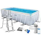 Intex Prism Frame Chevron 26780NP 400 x 200 x 100 cm inkl. Filterpumpe und Poolleiter