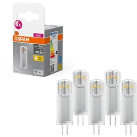 Osram Star PIN LED-Lampe für G4-Sockel, klares Glas,Warmweiß (2700K), 200 Lumen, Ersatz für herkömmliche 20W-Leuchtmittel, nicht dimmbar, 5-er Pack