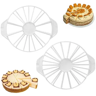 hunwutef Tortenteiler 10/12 & 14/16 Tortenstücke, Doppelseitiger Kuchenteiler Tortenschneide, Wiederverwendbare Kunststoff Tortenteiler zum Schneiden, Küchengerät für Runde Torten & Kuchen