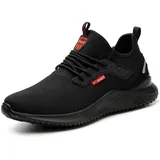 Calish Sicherheitsschuhe Herren Damen Arbeitsschuhe Leicht Stahlkappenschuhe Sportlich rutschfeste Atmungsaktiv Schutzschuhe Stahlkappe Sneaker Schwarz, 45 EU - 45 EU