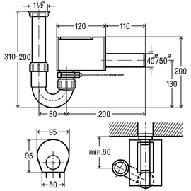 Viega Sperrfix Röhrengeruchverschluß 11/2 xDN50x170mm