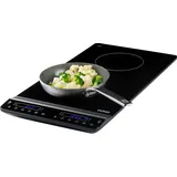 DOMO DO30211IP Doppelkochplatte - vertikale Induktionskochplatte - 2 Kochfelder - mit Timer, Schwarz - Schwarz