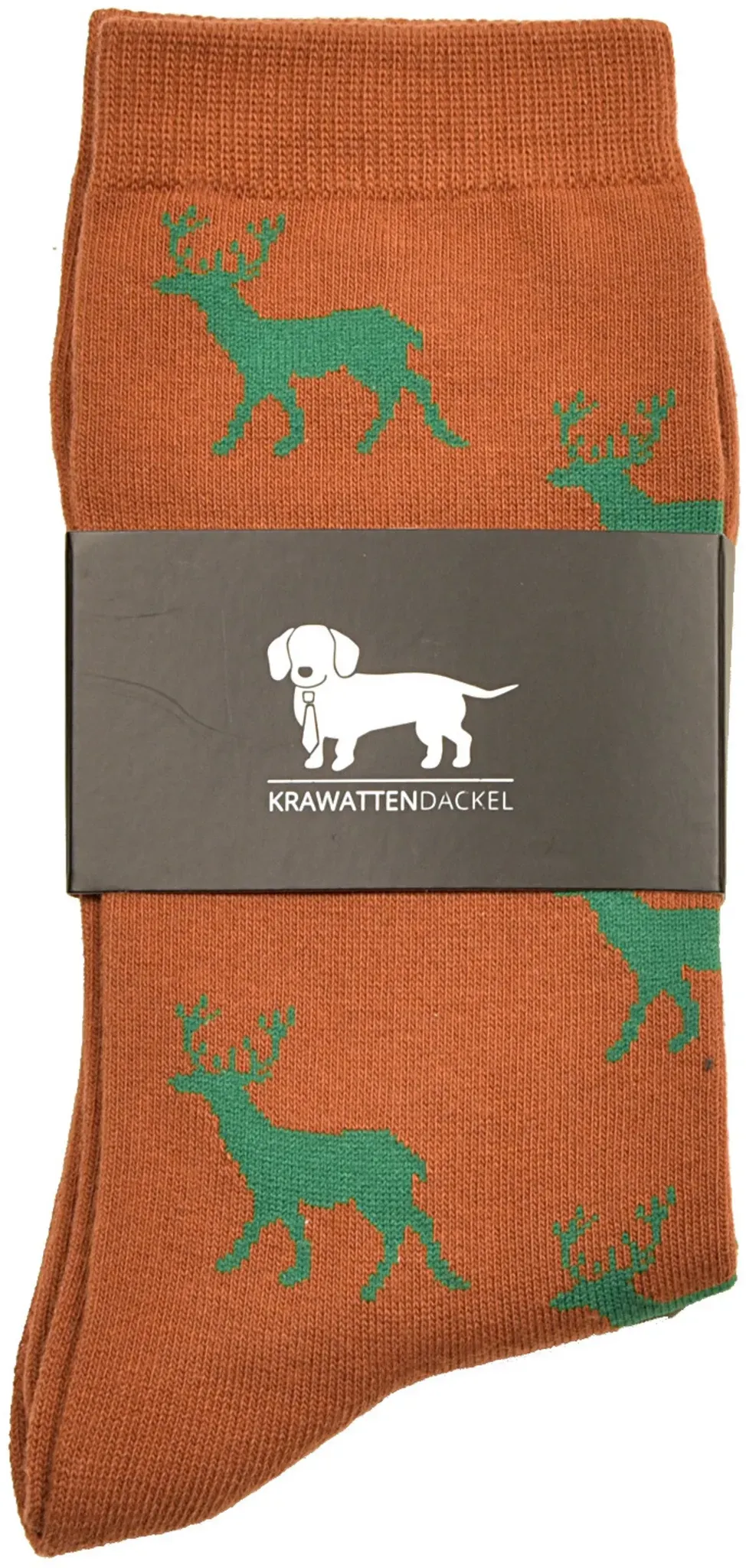 Krawattendackel Socken mit Hirsch, grün-pink, 36/40