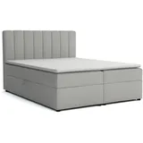 dein schlaf 24 Boxspringbett ROCK 180x200 Velour Hellgrau H4 - Schwarz