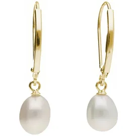 Luigi Merano Ohrhänger mit Brisur, Süßwasser-Perlen, Gold 375 Ohrringe Gold Damen