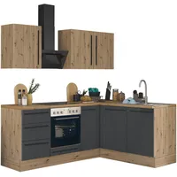 kochstation Winkelküche Florida L-Form 210 x 165 cm schwarz