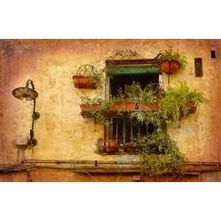 Fototapete PAPERMOON "Altes Fenster", bunt, B:4,50m L:2,80m, Vlies, Tapeten