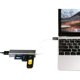 Logilink USB-C Hub 3-Port mit Card Reader Anthrazit