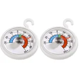 Xavax Analoges Thermometer zum Aufhängen im Kühlschrank, Gefrierschrank, Tiefkühltruhe, Weinkühlschrank, Minibar, min. -30 Grad, max. +50 Grad, rund, weiß (Packung mit 2)