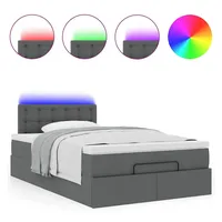 VidaXL Bett mit Matratze & LEDs Dunkelgrau 120x200 cm