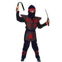 Ciao- Red Ninja Fighter Kostüm Verkleidung Junge (Größe 9-11 Jahre) with toy weapons set