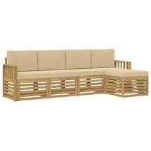 vidaXL Outdoor-Sofagarnitur 5-tlg. Weiß/Beige