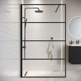 Badplaats Essos Walk-In-Dusche 100 x 200 cm Schwarz Sicherheitsglas