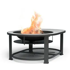 Blumfeldt 3in1 Outdoor Feuerschale für den Garten - Feuertonne & Grill mit Grillrost, Schürhaken, Funkenschutz, Regenschutz & Hitzeschutz-Ablage, ideal für gemütliche Abende draußen