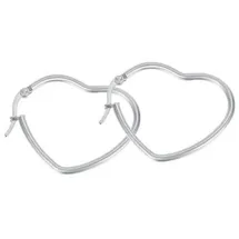 FIRETTI Creolen Schmuck Geschenk Herz silberfarben 32mm