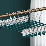 HWAJAN Hosenbügel mit Clips, verstellbare Rockbügel für Damen, rutschfest, Hosenbügel für Jeans, Kleiderbügel für Hosen, strapazierfähig, platzsparend, Shorts, Grün, 30,5 cm, 20 Stück