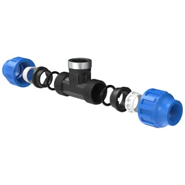 Kirchhoff T-Stück 20 mm x 1/2"IG x 20 mm schwarz