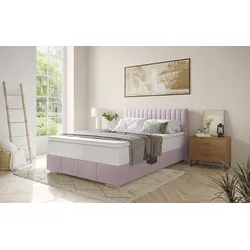 Boxbett INOSIGN "Thor mit Bettkasten, inkl. Matratze, Topseller", rosa (stripes 8626 flamingo), B:146cm L:208cm, Komplettbetten, Boxspringbett, Topper und Zierkissen, in verschiedenen Härtegraden verfügbar