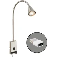 Briloner - Leselampe mit USB Port, Ein/Aus-Schalter, schwenkbar, Stecker,
