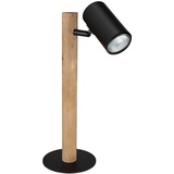GLOBO Tischlampe Schreibtischlampe Büroleuchte Nachttischlampe Holzlampe, Metall schwarz Holz dunkelbraun, Spot beweglich GU10, H 35 cm