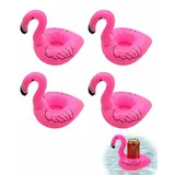 RAMGLYO Flamingo Schwimm-Schale mit Getränkehalter – 4 Stück, Robuster Kunststoff – rutschfeste Unterseite & UV-beständig – Stabiler Halt für Flaschen im Pool ohne Verrutschen oder Sinken