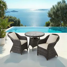 Tectake Aluminium Rattan Set Zürich 3-tlg. natur