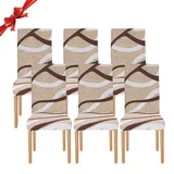 Jaotto Stuhlhussen 6 Stück Universal, Stuhlhusse Stretch 6er Set Moderne, Stuhlhussen Schwingstühle Elastische Langlebig Stuhlhussen für Esszimmer Bankett Deko(Moderne Linie,6 Stück)