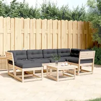 VidaXL 6-tlg. Garten-Sofagarnitur mit Kissen Massivholz Kiefer