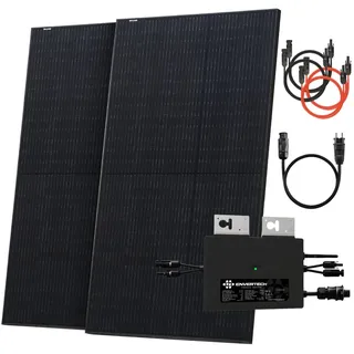 Solarway Balkonkraftwerk 1000W Komplettset Solaranlage Steckdose, 1000,00 W, Monokristallin, (Solaranlage Komplettset Premium - Solarmodule, neuester Envertech 800 Watt), IP67 Plug&Play Jahrelange Garantie schwarz