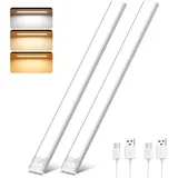 41CM Unterbauleuchte Küche LED 2800mAh Schrankbeleuchtung mit Bewegungsmelder Schrankleuchte LED 3 Farben Dimmbar USB C Aufladbar Lichtleiste für Küche Schlafzimmer Badezimmer Kleiderschrank 2 Stück