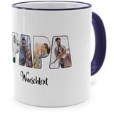 PhotoFancy® - Fototasse 'Papa' - Personalisierte Tasse mit eigenem Foto und Text selbst gestalten - Dunkelblau