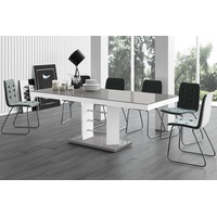 designimpex Esstisch Design Esstisch Tisch HEL-111 Grau / Weiß Hochglanz ausziehbar 160 bis 256 cm grau