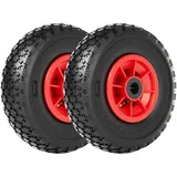 Wiltec 2x Rad 3.00-4 85 x 260 mm 90 kg, HT2046 Schubkarren Komplettrad mit Kunststofffelge, Winkelventil, Luftreifen für Sackkarre, Bollerwagen u.a