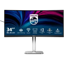 PHILIPS LED-Monitor "34B2U5600C", F (A-G), grau, Monitore, Höhe, Drehung, Neigung