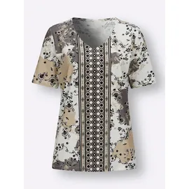 Classic Basics Sieh an! Kurzarm-Shirt in ecru-grau-bedruckt | Gr.: 42