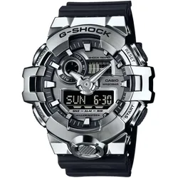 Chronograph CASIO G-SHOCK, schwarz, silberfarben, Armbanduhren, Herren, Quarzuhr, Armbanduhr, Herrenuhr, analog, automatischer Kalender