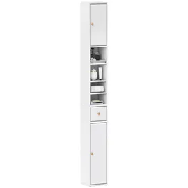 Homcom Badezimmerschrank 20 x 20 x 178 cm Weiß Spanplatte