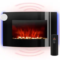Klarstein Lausanne Elektrokamin - Kamin elektrisch, Elektro Kamin mit Flammensimulation, LED, geräuscharm, Dimm-Funktion, Fernbedienung, Wandmontage, 1000/2000 W Leistung, horizontal, schwarz