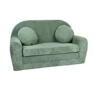 FORTISLINE Kindersofa Kindersofa Rosalia Ausklappbares Sofa aus Cord mit Verlängerung grün
